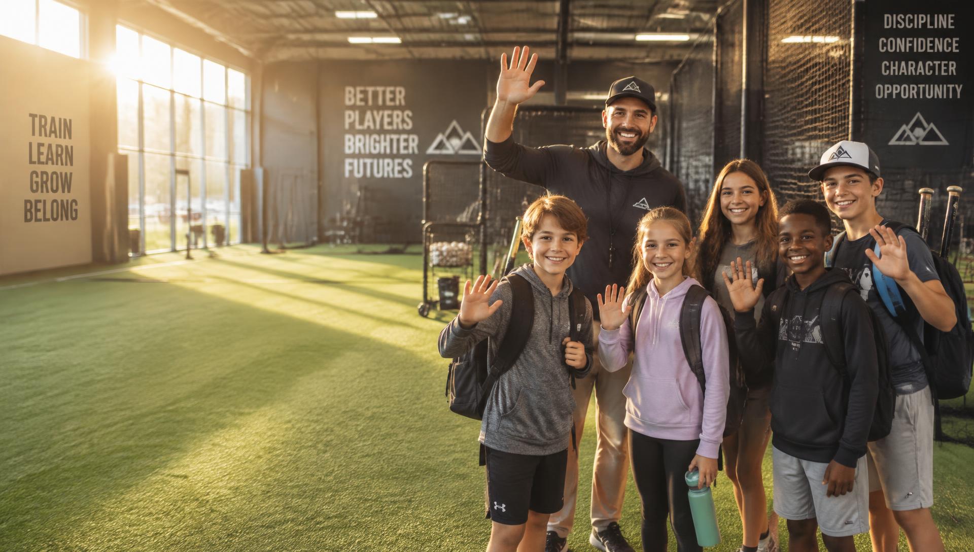 Coach and homeschool students waving hello at SB